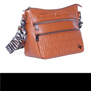 Lug Slider in Vegan Leather.  Crossbody Copper brown